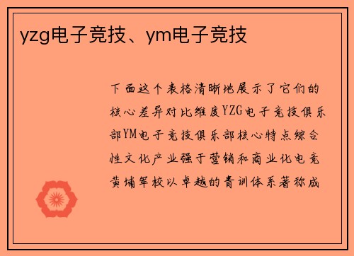 yzg电子竞技、ym电子竞技